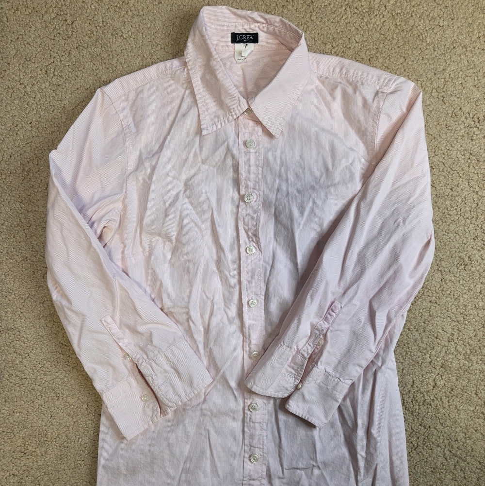 J. Crew Soft Pink Striped Shirt Women's 3/4 Sleeve